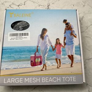 Baleine Large Black Mesh Beach Tote‎ Bag Durable 8-Pockets For Pool & Shopping